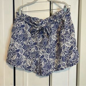 Floral Tie Waist Linen Shorts